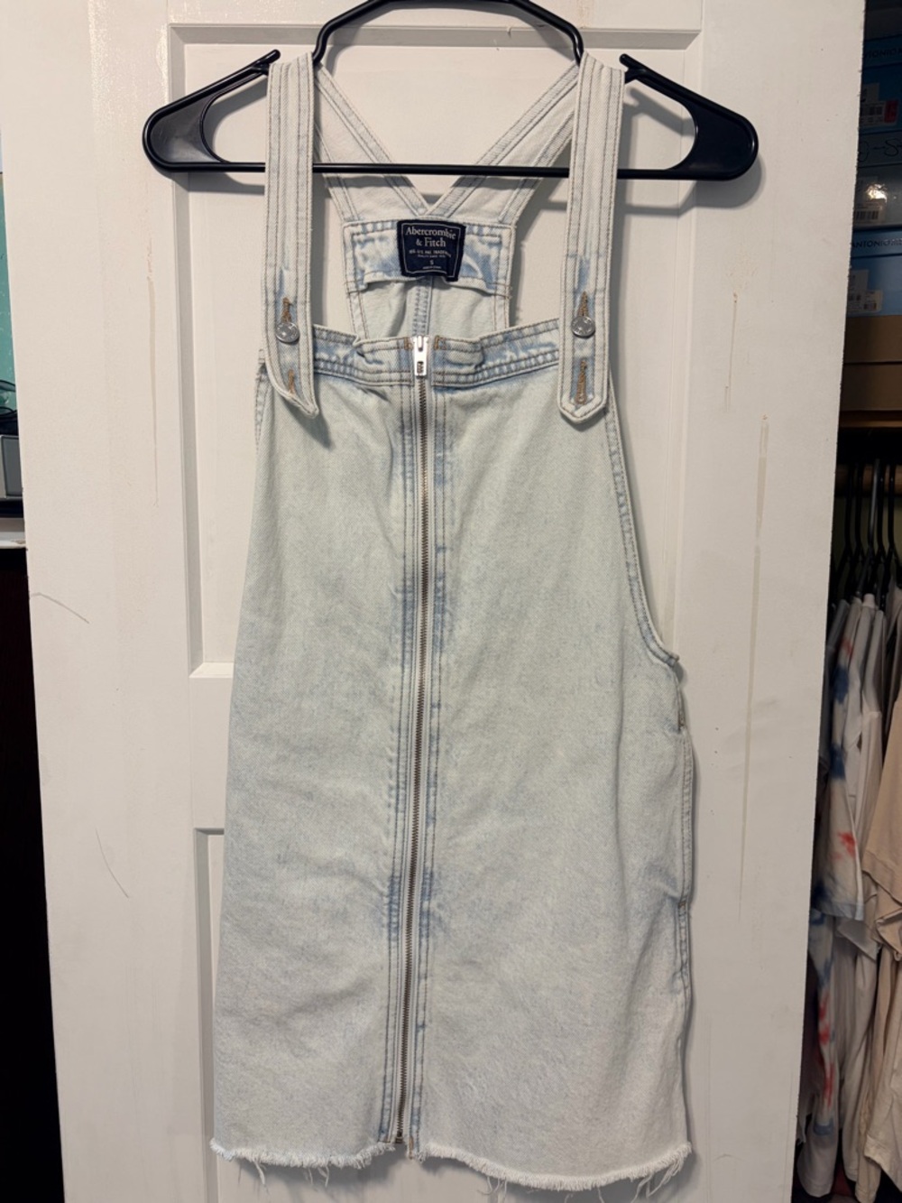 Abercrombie & Fitch Light Blue Acid-Wash Denim Overalls